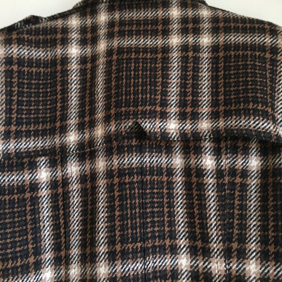 Zara Long Plaid Houndstooth Double Breasted Trench Jacket - Picture 4 of 16